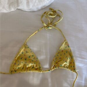 Frankie’s bikini Floral Triangle Bikini Top size small top and medium bottoms